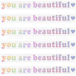 PVC You Are Beautiful Self Adhesive Car Stickers, Waterproof Word Car Rearview Mirror Decorative Decals for Car Decoration, White, 11x105x0.3mm