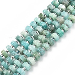 Chapelets de perles en amazonite naturelle, avec des perles de rocaille, perles heishi, Plat rond / disque, 6~6.5x3~3.5mm, Trou: 1mm, Environ 35~42 pcs/chapelet, 7.09 pouce ~ 7.68 pouces (18~19.5 cm)