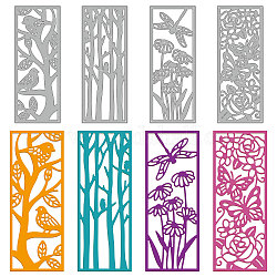 Rectangle Carbon Steel Cutting Dies Stencils, for DIY Scrapbooking, Photo Album, Decorative Embossing Paper Card, Stainless Steel Color, Bird & Butterfly & Tree & Branch, Mixed Patterns, 132x52x0.8mm