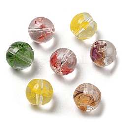 Abalorios de vidrio, redondo, color mezclado, 10~10.5mm, agujero: 1.4 mm