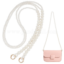 PH PandaHall 47 Inch Pearl Bag Chain, White Pearl Purse Strap 14mm 6mm Beaded Bag Strap Acrylic Pearl Bead Handle Replacement Chain Long Handbag Chain with 23mm Spring Gate Rings for Crossbody Bag