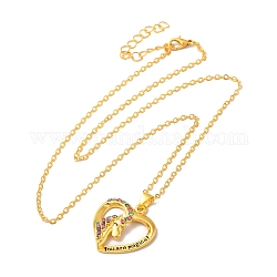 Corazón de rhinestone de colores con collar colgante de unicornio con cadenas de cable, palabra eres joyería de aleación mágica para mujer, dorado, 18.23 pulgada (46.3 cm)
