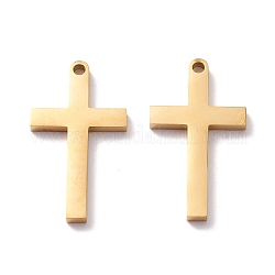 Ion Plating(IP) 304 Stainless Steel Pendants, Cross, Golden, 35x20x2.8mm, Hole: 2.5mm