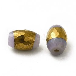 Perle di vetro placcate opache, metà d'oro placcato, sfaccettato, ovale, grigio, 12x8mm, Foro: 0.8 mm