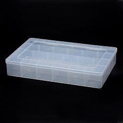 Contenitori tallone in plastica polipropilene, scatola divisori regolabile, removibile, 24 scomparti, rettangolo, chiaro, 334x223x50mm
