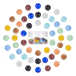Sunnyclue 100pcs 10 Farben Katzenauge Perlen, Runde, Mischfarbe, 8 mm, Bohrung: 1.2 mm, 10 Stk. je Farbe