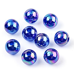 Perline acrilico trasparente, colori ab placcati, tondo, blu scuro, 6mm, Foro: 1.8 mm, circa 4800pcs/500g