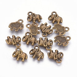 Tibetan Style Alloy Pendants, Elephant, Antique Bronze, Lead Free and Cadmium Free and Nickel Free, 11x11x2mm, Hole: 2.5mm