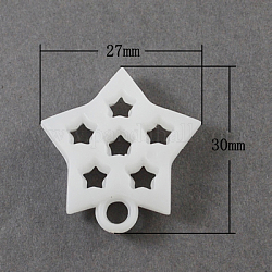 Pendente acrilico opaco, stella, bianco, 30x27x6mm, Foro: 4 mm, circa 320pcs/500g