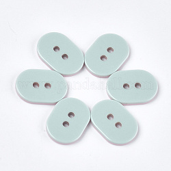 2-hoyo botones de resina, dos tonos, oval, turquesa pálido, 26x18.5x3mm, agujero: 3 mm