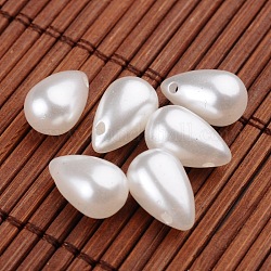 Teardrop Imitation Pearl Acrylic Beads, White, 13x8mm, Hole: 1.5mm