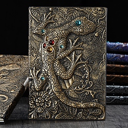 3D Embossed PU Leather Notebook, A5 Lizard Pattern Journal, for School Office Supplies, Antique Bronze, 215x145mm