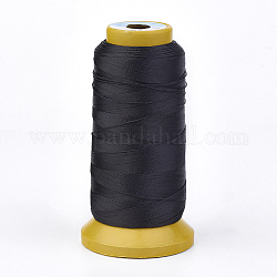 Hilo de poliéster, por encargo tejida fabricación de joyas, negro, 0.7mm, aproximamente 310 m / rollo