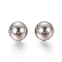 Perles en 304 acier inoxydable, perles non percées / sans trou, rond solide, couleur inoxydable, 7mm