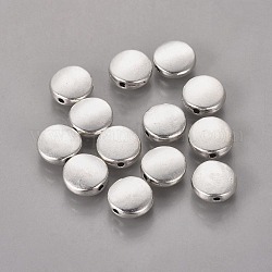 Tibetischer stil legierung perlen, cadmiumfrei und bleifrei, Flachrund, Antik Silber Farbe, 9x4 mm, Bohrung: 1 mm