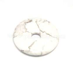 Donut/Pi Disc Natural Gemstone Pendants, Howlite, Donut Width: 16mm, 40x5.5mm, Hole: 8mm
