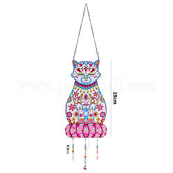 DIY Resin Sun Catcher Pendant Decoration Diamond Painting Kit, for Home Decorations, Cat, Mixed Color, 190mm