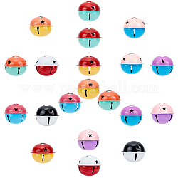 Gorgecraft 20Stk 10 Farben Eisen Glocke Anhänger, Zweifarbige Farbe, Glocke mit Stern, Mischfarbe, 33.5x40 mm, Bohrung: 8x3 mm, 2 Stk. je Farbe