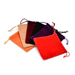 Sacchetti regalo panno di velluto rettangolo, gioielli sacchetti imballaggio disegnabili, colore misto, 7x5.3cm