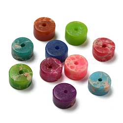 Nbeads 200 pz 10 colori fili di perline di diaspro imperiale sintetico, tinto, perline Heishi, Rotondo piatto / disco, colore misto, 6~6.5x4mm, Foro: 0.5 mm, 20 pz / colore