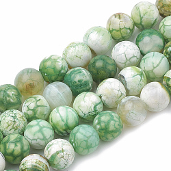 Dyed Natural Crackle Agate Beads Strands, Round, Lime Green, 8~8.5mm, Hole: 1mm, about 48pcs/strand, 15.1 inch