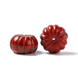 Perles de jaspe rouge naturelle, citrouille, 25x18mm, Trou: 3.2mm