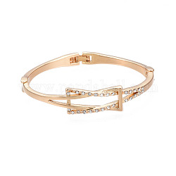 Bracelet articulé à nœud en cristal avec strass, bijoux en laiton pour femmes, or, diamètre intérieur: 2x2-1/4 pouce (5x5.6 cm)