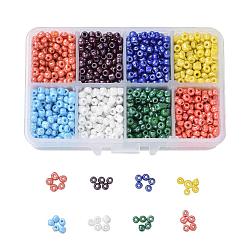 1 caja 6/0 cuentas de semillas de vidrio colores opacos incrustados perlas espaciadoras sueltas, color mezclado, 4mm, agujero: 1 mm, aproximamente 1900 unidades / caja