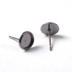 304 Stainless Steel Stud Earring Settings, Stainless Steel Color, 11.5mm, Pin: 0.8mm, Tray: 10mm