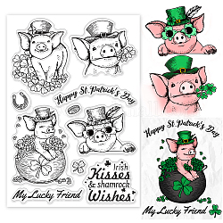 PH PandaHall Saint Patrick's Day Stamp Silicone Stamps Pig Shamrock Pattern Transparent Seal Stamps Cute Clear Stamp Seal for Card Gift Box Invitations Scrapbook Decoration DIY Art Crafts Making