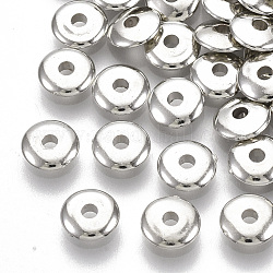 Placage de perles d'espacement en plastique ABS, plat rond, platinée, 6x1.5mm, Trou: 1.5mm