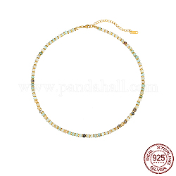 Collane di perline di amazzonite naturale da donna, con925 accessori di argento puro, 15.75 pollice (40 cm)