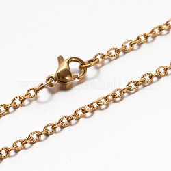 304 Edelstahl Kabelkette Halsketten, mit Karabinerverschluss, golden, 17.7 Zoll (45 cm)