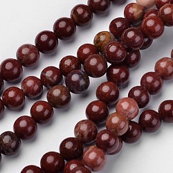 Chapelets de perles en jaspe rouge naturel, ronde, rouge foncé, 8mm, Trou: 1mm, Environ 48 pcs/chapelet, 14.8 pouce