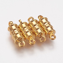 Messing-Magnetverschlüsse mit Schlaufen, Nickelfrei, Kolumne, golden, 17x6 mm, Bohrung: 2 mm