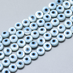 Perlas de concha de nácar de concha blanca natural, con turquesa natural,, mal de ojo, cielo azul profundo, 5x2mm, agujero: 0.5 mm