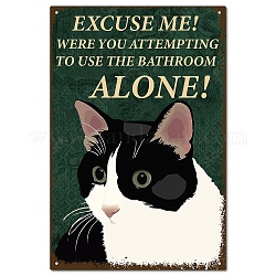 CREATCABIN Cat Tin Sign Bathroom Vintage Metal Sign Poster Retro Painting Plaque Iron Sign White Cat Home Wall Decor Art Mural Hanging for Washroom Bathroom Toilet Home Cats Lover Gift 12 x 8 Inch