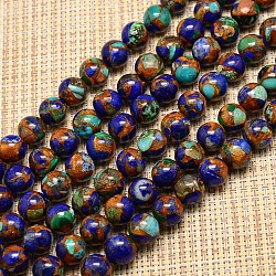 Synthetic Lapis Lazuli Round Bead Strands, Dyed, 6mm, Hole: 1mm, about 65pcs/strand, 15.7inch