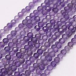 Chapelets de perles en améthyste naturelle, ronde, Grade a, facette, 4mm, Trou: 0.5mm, Environ 98 pcs/chapelet, 15.3 pouce (39 cm)