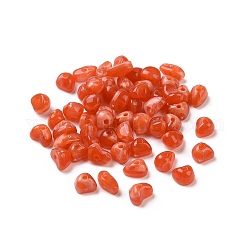 Акриловые бусины, имитация драгоценных камней, чипсы, оранжево-красный, 4.6x7x6 мм, отверстие : 1.5 мм, Около 4200 шт / 500 г