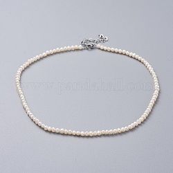 Collares naturales de perlas de agua dulce, con 304 extensor de cadena de acero inoxidable y cajas de joyas de cartón de papel kraft, blanco, 14.17~15.55 pulgada (36~39.5 cm)