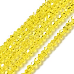 Прозрачные стеклянные бусины гальваническим пряди, с покрытием AB цвета, граненые двухконусные, желтые, 4.5x4 мм, отверстие : 0.7 мм, около 88~92 шт / нитка, 13.50~14.06 дюйм (34.3~35.7 см)