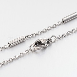 Colliers avec chaîne de câble en 304 acier inoxydable, avec des perles de colonne et fermoirs pince de homard, couleur inoxydable, 29.1 pouce (73.9 cm), 2mm