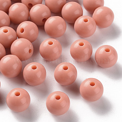 Opaque Acrylic Beads, Round, Dark Salmon, 12x11mm, Hole: 1.8mm, about 566pcs/500g