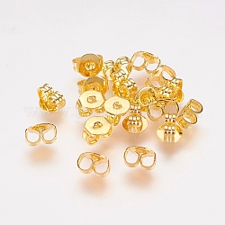 Brass Ear Nuts, Friction Earring Backs for Stud Earrings, Golden, about 5mm wide, 5.5mm long, hole: 1mm
