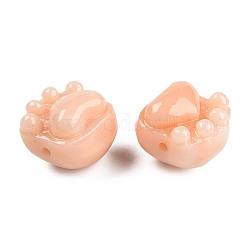 Perles de résine opaques, jade d'imitation, griffe de chat, peachpuff, 14x15x13mm, Trou: 1.8mm
