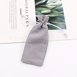 Borse portaoggetti in velluto, sacchetto di imballaggio con buste con coulisse, rettangolo, grigio chiaro, 15x6cm