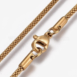 304 Edelstahlgewebe Kette Halsketten, mit Karabinerverschluss, golden, 17.9 Zoll (45.5 cm), 2 mm