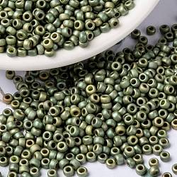 Miyuki runde Rocailles Perlen, japanische Saatperlen, 8/0, (rr2033) matt opake hellolivglanz, 3 mm, Bohrung: 1 mm, ca. 422~455 Stk. / 10 g