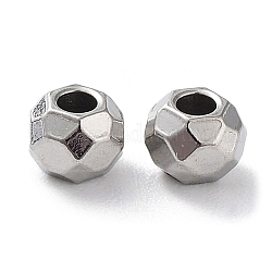 201 Edelstahl-Abstandhalter-Perlen, facettiert rund, Edelstahl Farbe, 3x2.5 mm, Bohrung: 1.2 mm